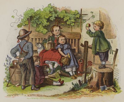Group of children playing outdoors by Oskar Pletsch
