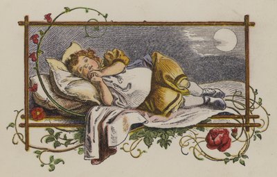 Little Girl Asleep in Her Bed at Night by Oskar Pletsch