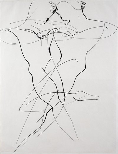 Two figures in opposing motion, dance by Oskar Schlemmer