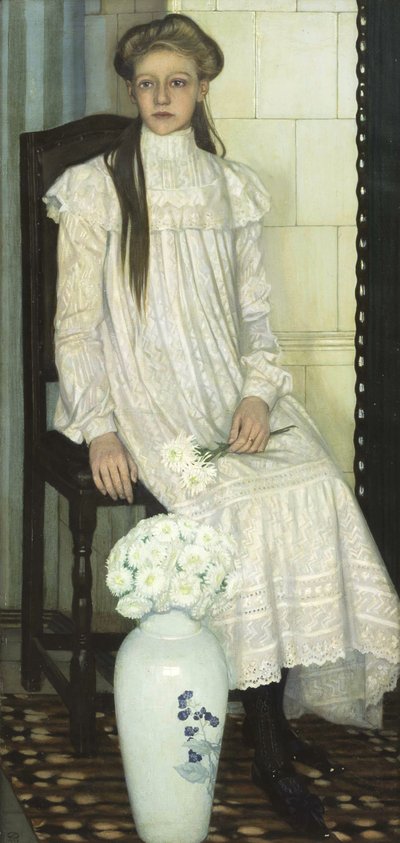 Girl with White Asters by Oskar Zwintscher