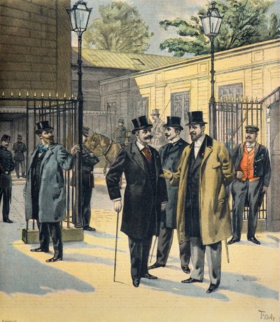 The Chamber of Deputies, Portraits of Paul de Cassagnac, Lucien Millevoye and Paul Deroulede in 1898 (Engraving) by Oswaldo Tofani