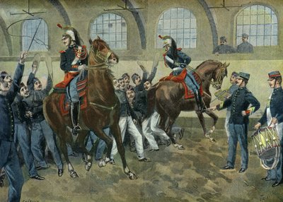 The Republican Guards Train the Horses to Noise and Crowds, Paris by Oswaldo Tofani