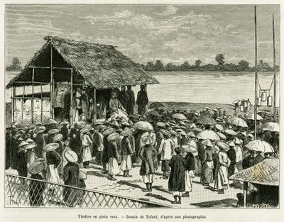 Theatre in the wind. Engraving by Tofani, after a photograph, to illustrate the story 