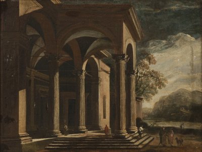 Architectural Fantasy Palace in a Landscape by Ottavio Viviani