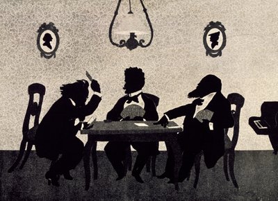 Card Game between Johannes Brahms, Richard Strauss and Hans Richter, black silhouette by Otto Bohler by Otto Bohler