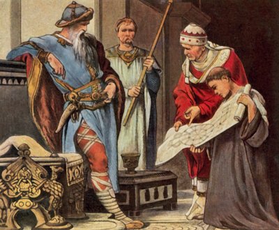 Charlemagne Has the Plan for the Palace Chapel of the Imperial Palace in Aachen Presented to Him, 796 by Otto Knille