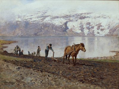 Ploughing with Horses by Otto Ludvig Sinding