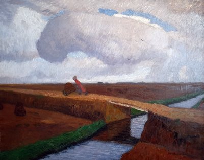 Autumn Landscape at the North Sea Coast with Canal by Otto Modersohn