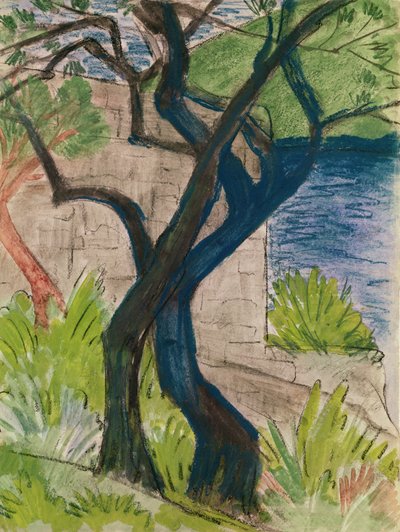 Trees before a Bridge by Otto Mueller