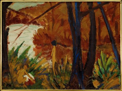 Lake in a Wood with Two Nudes by Otto Muller or Mueller