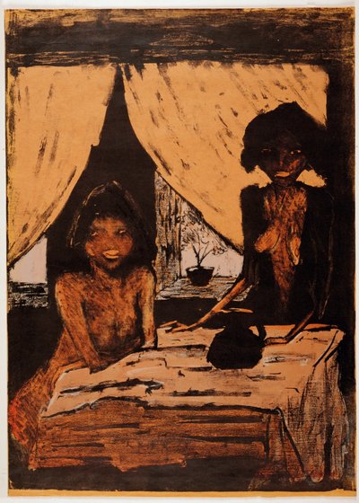 Two Gypsy Girls in a Living Room by Otto Muller or Mueller