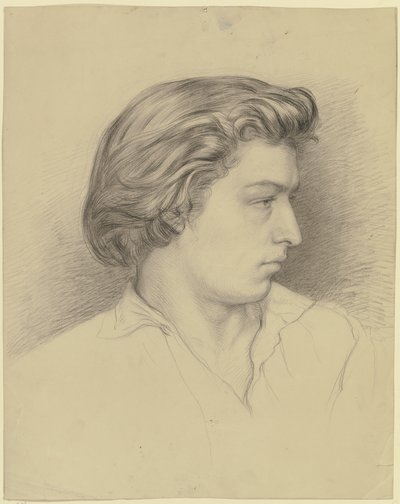 Portrait of a Young Man in Profile Facing Right by Otto Scholderer