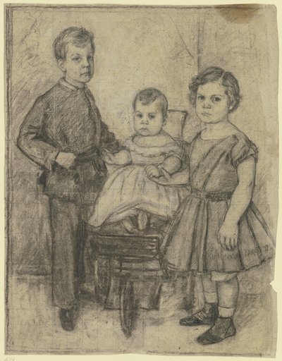 Group Portrait of Three Siblings by Otto Scholderer