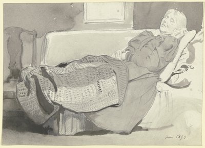 Luise Scholderer Sleeping on the Sofa by Otto Scholderer