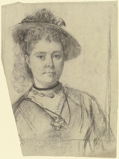 Portrait of a Lady with a Hat by Otto Scholderer
