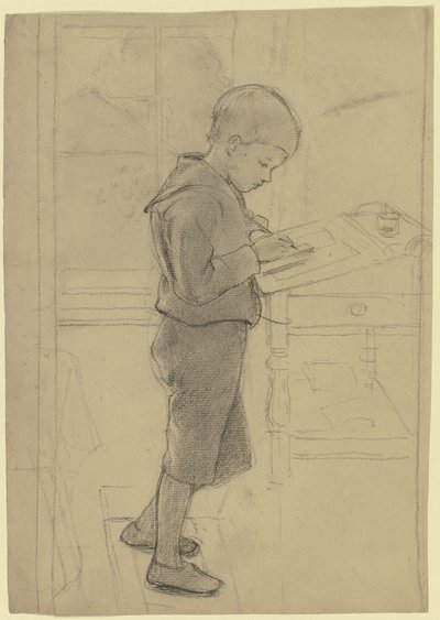 Victor Scholderer Standing at a Writing Desk by Otto Scholderer
