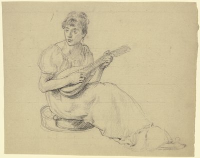 Woman Playing the Mandolin by Otto Scholderer