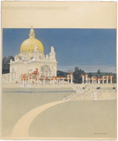 St. Leopold Church at Steinhof, competition project, perspective by Otto Wagner