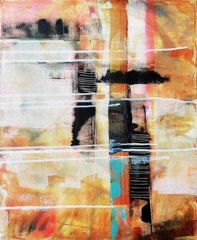 Abstract Orange Grid by Owe Emfestav