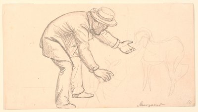 The Man Bending Over the Fawn and Pointing Towards a Dog by P.C. Skovgaard