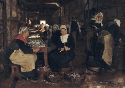 A Sardine Curing and Packing Establishment in Concarneau by Peder Severin Krøyer