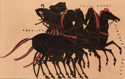 Print of the Decoration on a Greek Amphora, showing Aphrodite driving Poseidon in a Chariot by P Bineteau