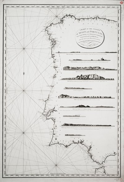 Chart of the Coasts of Spain and Portugal, from Cape Pinas to the Strait of Gibraltar, constructed and carefully drawn from the most recent observations made by the officers of the French and Spanish navies by P. Steel
