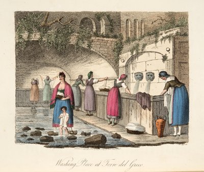 Washing Place at Torre del Greco, from Italian Scenery, representing the Manners, Customs and Amusements of the different States of Italy, pub. 1806 by P. van (after) Lerberghi