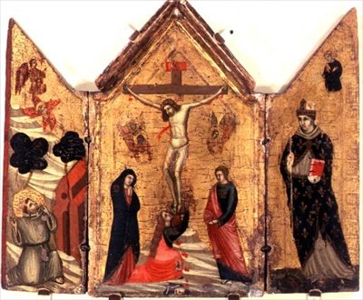 Crucifixion Triptych with St. Francis Receiving the Stigmata and St. Benedict by Pacino di Bonaguida