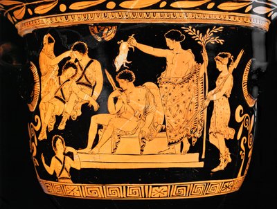 Red-Figured Bell-Crater from Apulia: Apollo Purifies Orestes with the Blood of a Piglet by Painter Eumenides