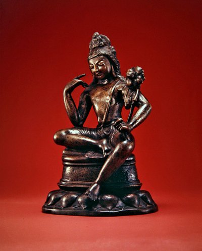 Padmapani Lokeshvara seated in meditation, first half of the 7th century (bronze inlaid with silver & copper) by Pakistani School