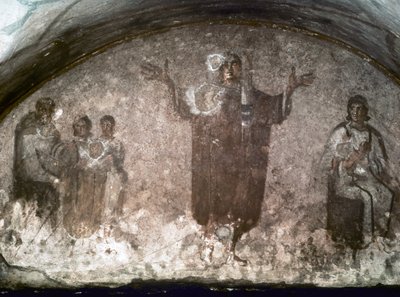 Early Christian Art: Catacombs of St. Priscilla, Cubicle of the Veiled Woman, end of 3rd century by Paleo Christian
