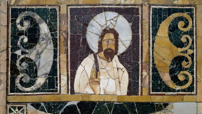 Inlaid Marble Depicting Face of Christ, Artifact from Rome, Italy, Early Christian Period by Paleo Christian