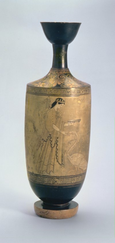 Attic white-ground Lekythos with Artemis and a swan, c.490 BC by Pan Painter