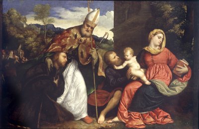 Holy Family with St. Ambrose Presenting a Donor by Paris Bordone