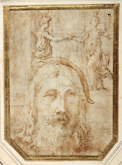 Self-Portrait, Imposed on Preliminary Studies for Two Canephori of the Steccata by Parmigianino