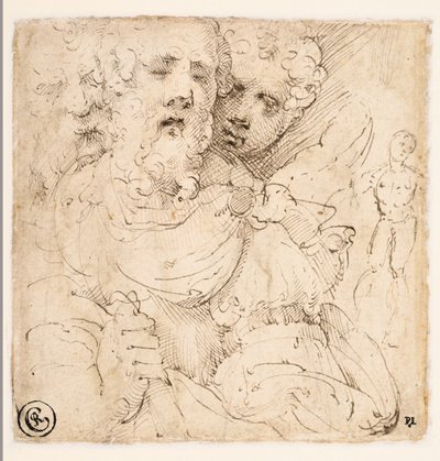 Study of Faces and a Standing Figure by Parmigianino