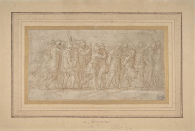Roman or Greek Warriors Celebrating after a Victory by Parmigianino