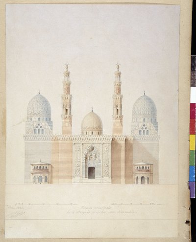 Main Facade Project of the Mosque of Alexandria by Pascal Xavier (after) Coste
