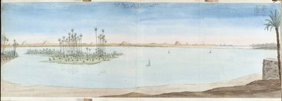 View of the Pyramids of Giza, Sakkara, and Datekour by Pascal Xavier (after) Coste