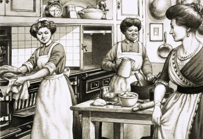 Cooking in Edwardian Times Was Done on Coal-Fired Ranges by Pat (1907-95) Nicolle