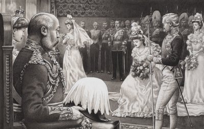 Debutantes being presented to Edward VII (1844-1925) and Queen Alexandra (1841-1910) by Pat (1907-95) Nicolle