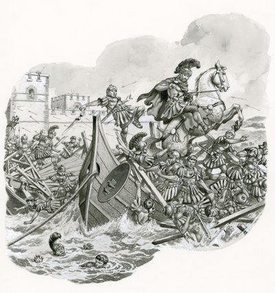 The Final Battle at Milvian Bridge in 312 AD by Pat (1907-95) Nicolle