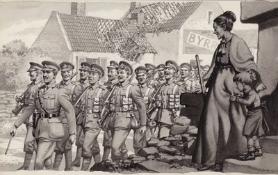 British Soldiers Marching by Pat (1907-95) Nicolle