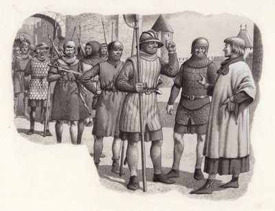 Foot soldiers from the 14th century by Pat (1907-95) Nicolle