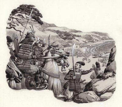 Mongols invade Japan by Pat (1907-95) Nicolle