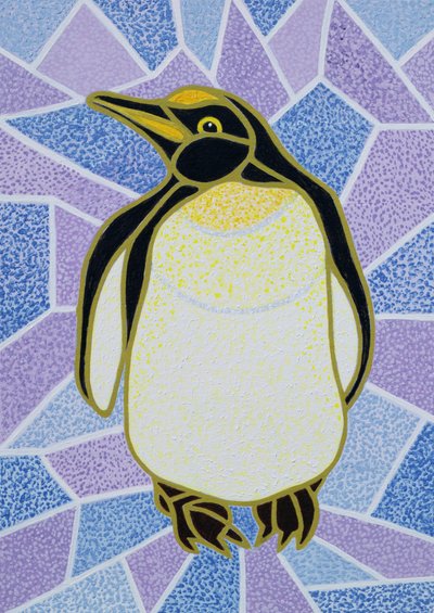 Penguin on Stained Glass by Pat Scott