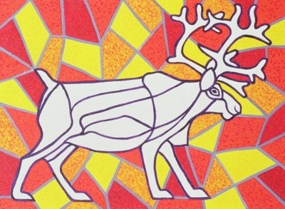 Reindeer on Stained Glass by Pat Scott