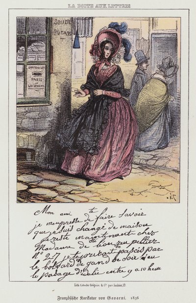 Woman going to post a letter by Paul (after) Gavarni