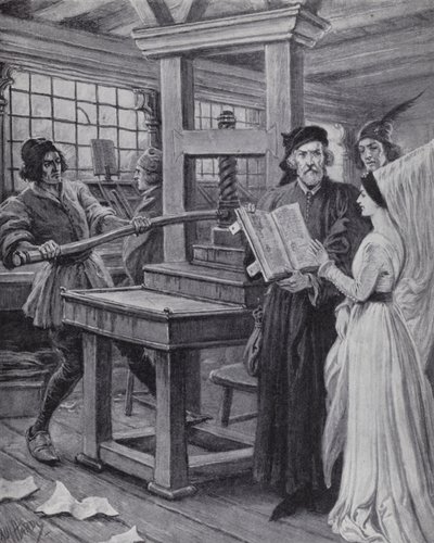 The invention of the printing press by Paul (after) Hardy